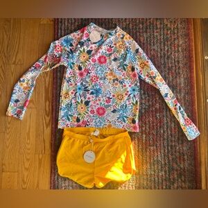 Arshiner Kids Swim 2 piece - Floral Rashguard with swim shorts